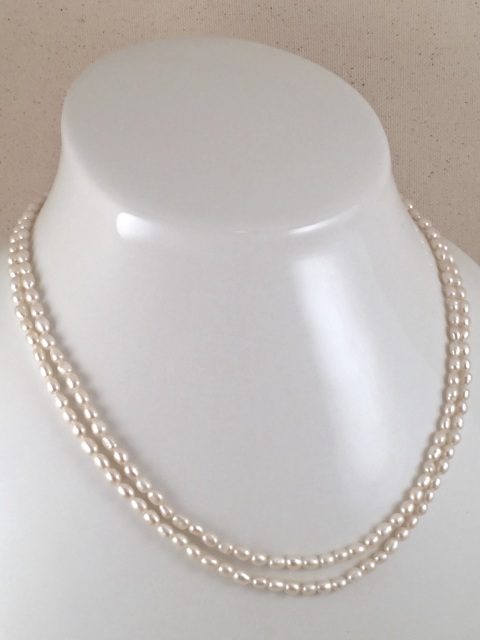 Charleston Rice Pearls Double Strand Necklace SKU N008